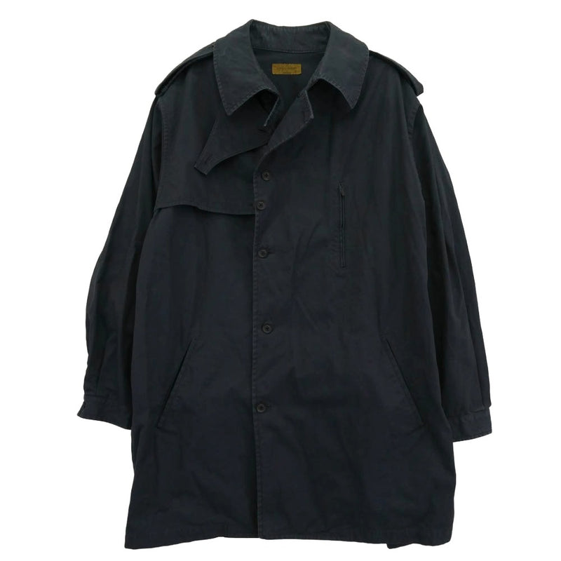 Yohji Yamamoto POUR HOMME ヨウジヤマモトプールオム 23AW HJ-Y05-509 NAVY YARN DYED GABARDINE TRENCH BLOUSON ネイビー ヤーン ダイド ギャバジン トレンチ ブルゾン コート ネイビー系 1【中古】