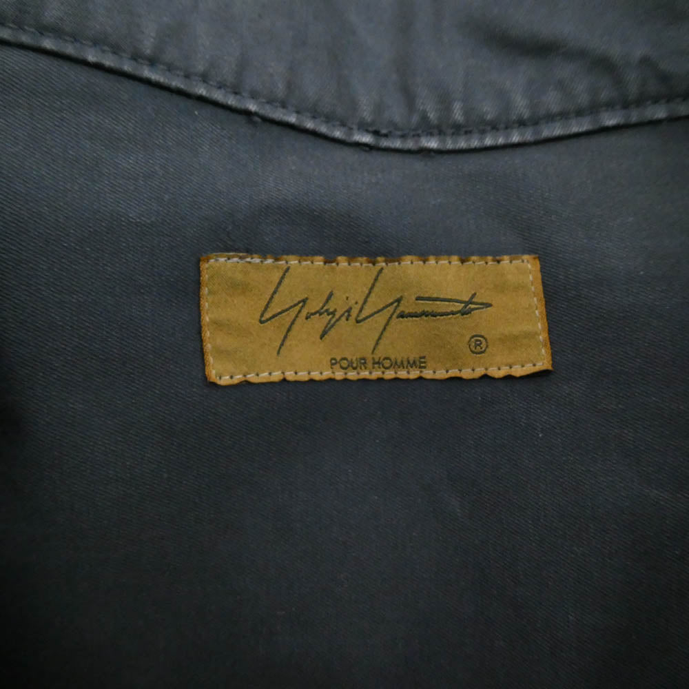 Yohji Yamamoto POUR HOMME ヨウジヤマモトプールオム 23AW HJ-Y05-509 NAVY YARN DYED GABARDINE TRENCH BLOUSON ネイビー ヤーン ダイド ギャバジン トレンチ ブルゾン コート ネイビー系 1【中古】