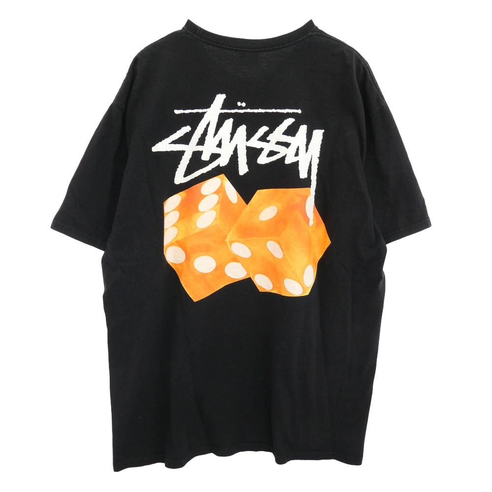 STUSSY ステューシー 23SS DICED OUT TEE ダイス サイコロ バックプリント Tシャツ 半袖カットソー ブラック系 XL【中古】