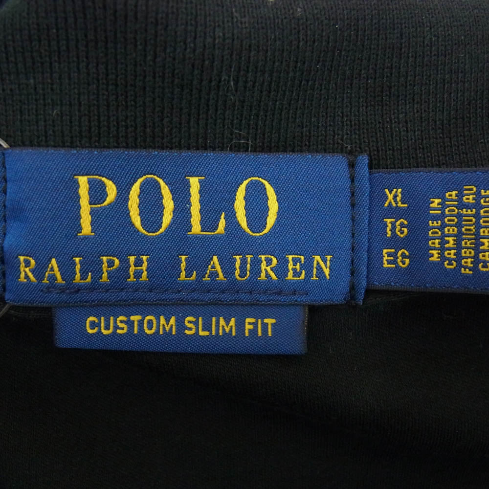 POLO RALPH LAUREN ポロ・ラルフローレン ロゴ刺繍 半袖 ポロシャツ ブラック系 XL【中古】
