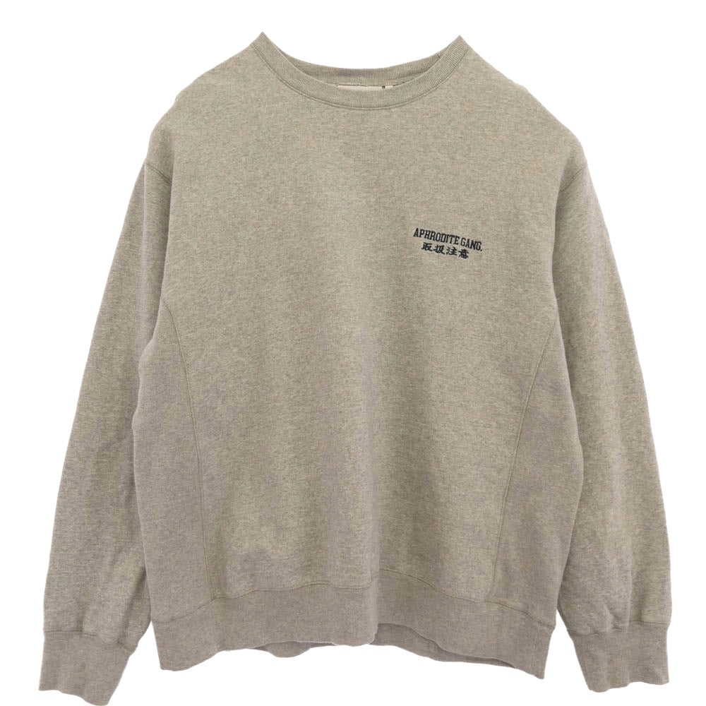BlackEyePatch ブラックアイパッチ × APHRODITE GANG アフロディーテギャング BEPXAGH CREW SWEAT 取扱注意 バック刺繍 クルーネック スウェット トレーナー グレー系 XL【中古】