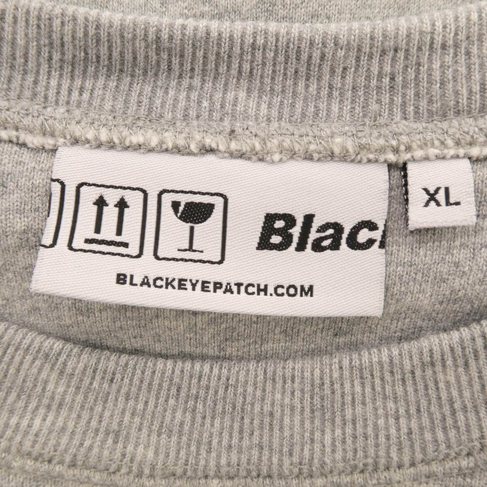 BlackEyePatch ブラックアイパッチ × APHRODITE GANG アフロディーテギャング BEPXAGH CREW SWEAT 取扱注意 バック刺繍 クルーネック スウェット トレーナー グレー系 XL【中古】