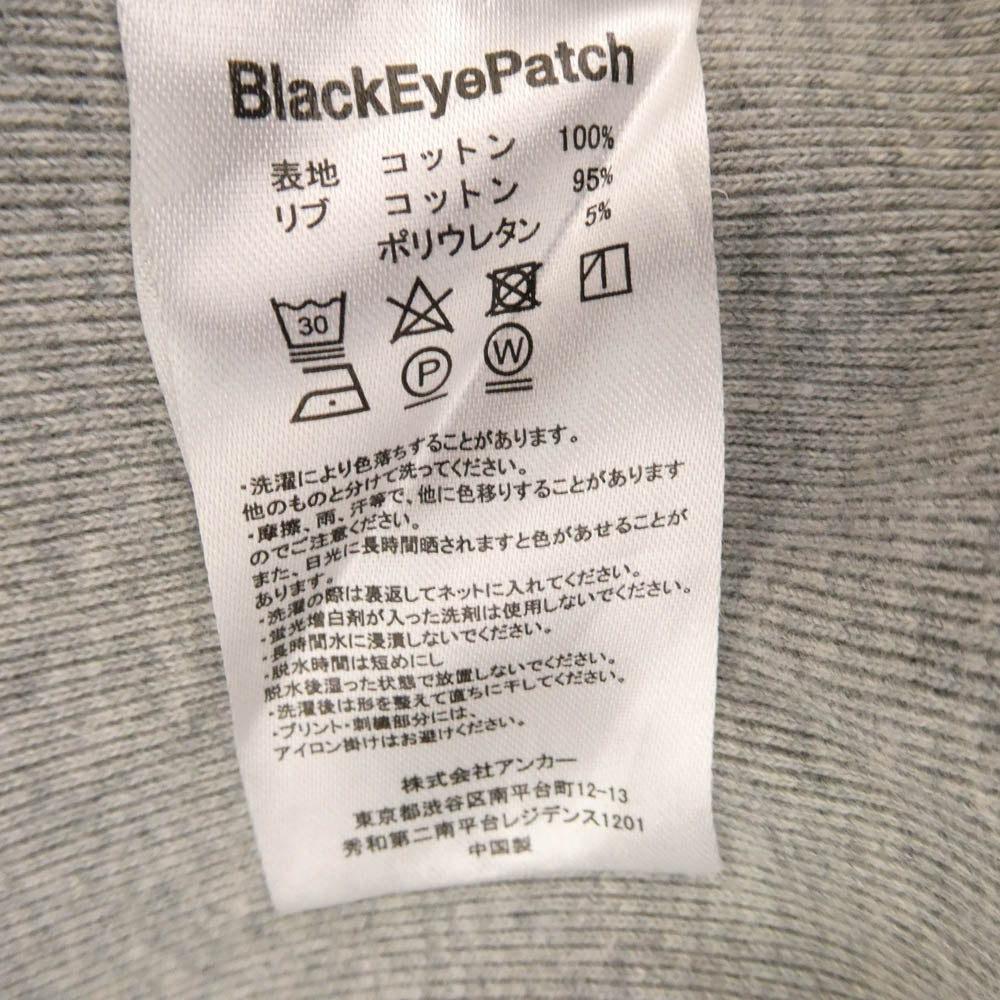 BlackEyePatch ブラックアイパッチ × APHRODITE GANG アフロディーテギャング BEPXAGH CREW SWEAT 取扱注意 バック刺繍 クルーネック スウェット トレーナー グレー系 XL【中古】