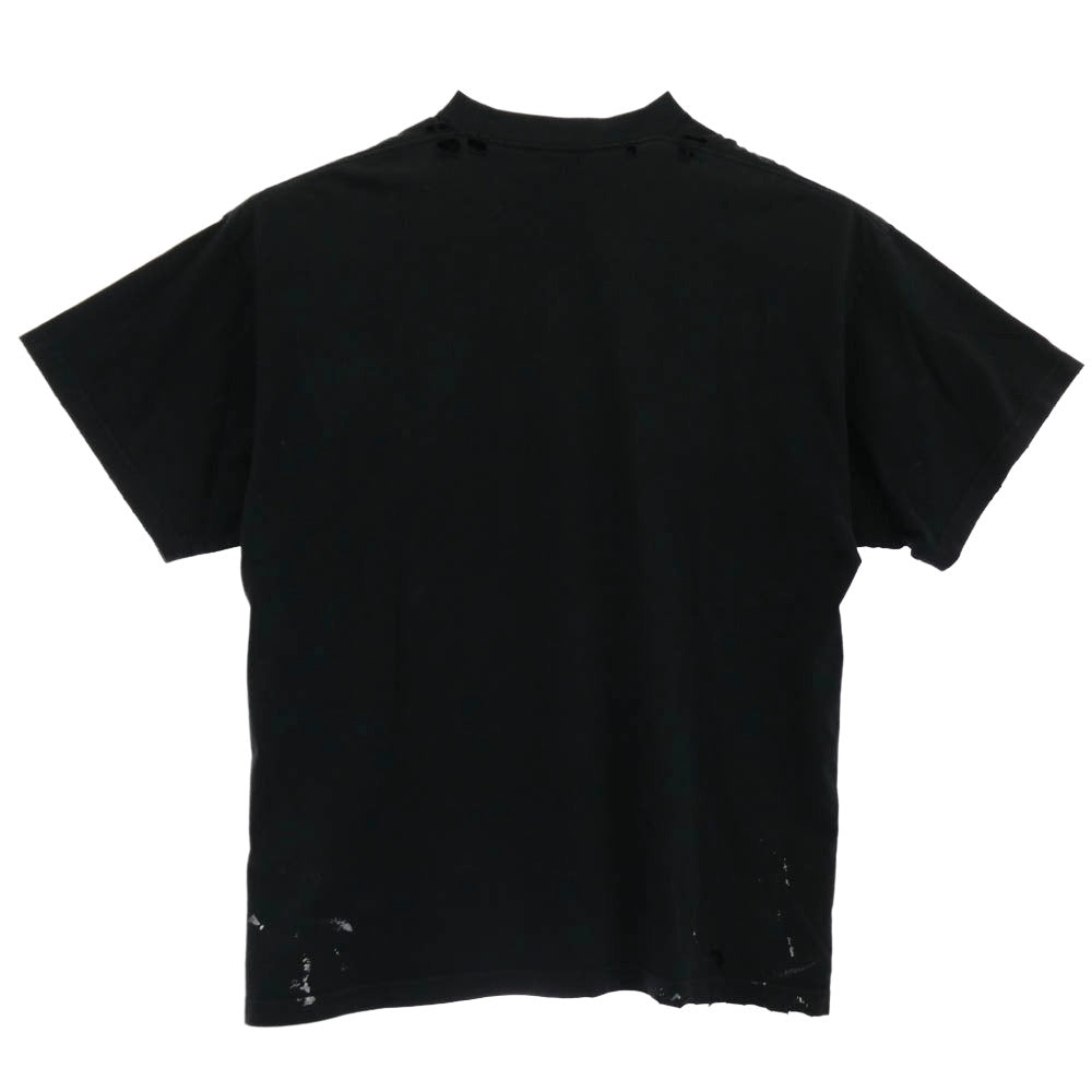 BALENCIAGA バレンシアガ 22SS 694576 TMV88 METAL LOGO CRASHED SS TEE クラッシュ加工 メタルロゴ ペンキ Tシャツ 半袖カットソー ブラック系【中古】