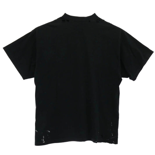 BALENCIAGA バレンシアガ 22SS 694576 TMV88 METAL LOGO CRASHED SS TEE クラッシュ加工 メタルロゴ ペンキ Tシャツ 半袖カットソー ブラック系【中古】