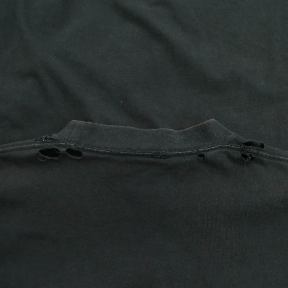 BALENCIAGA バレンシアガ 22SS 694576 TMV88 METAL LOGO CRASHED SS TEE クラッシュ加工 メタルロゴ ペンキ Tシャツ 半袖カットソー ブラック系【中古】