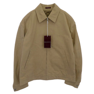 GUCCI グッチ 784180ZAQP32901 ウェブ ストライプ付き コットンツイル ジャケット ライトブラウン系 52【極上美品】【中古】