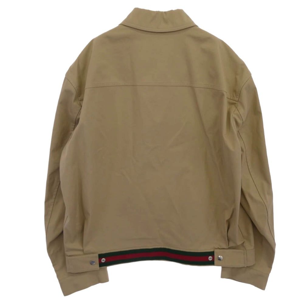 GUCCI グッチ 784180ZAQP32901 ウェブ ストライプ付き コットンツイル ジャケット ライトブラウン系 52【極上美品】【中古】
