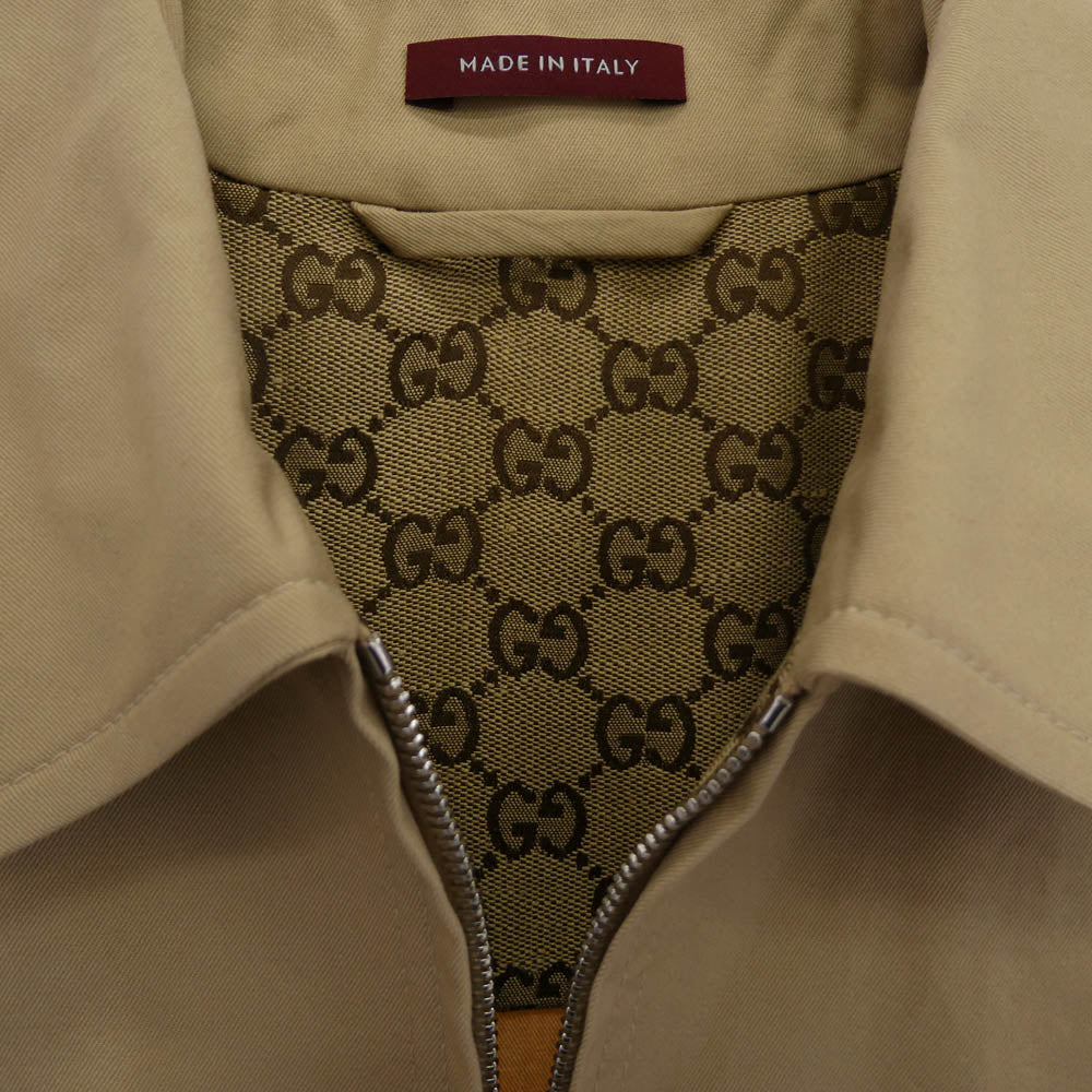 GUCCI グッチ 784180ZAQP32901 ウェブ ストライプ付き コットンツイル ジャケット ライトブラウン系 52【極上美品】【中古】