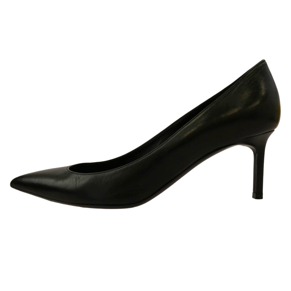 SAINT LAURENT サンローラン 480093 ポインテッドトゥ レザー ヒール パンプス ブラック系 37.5【中古】
