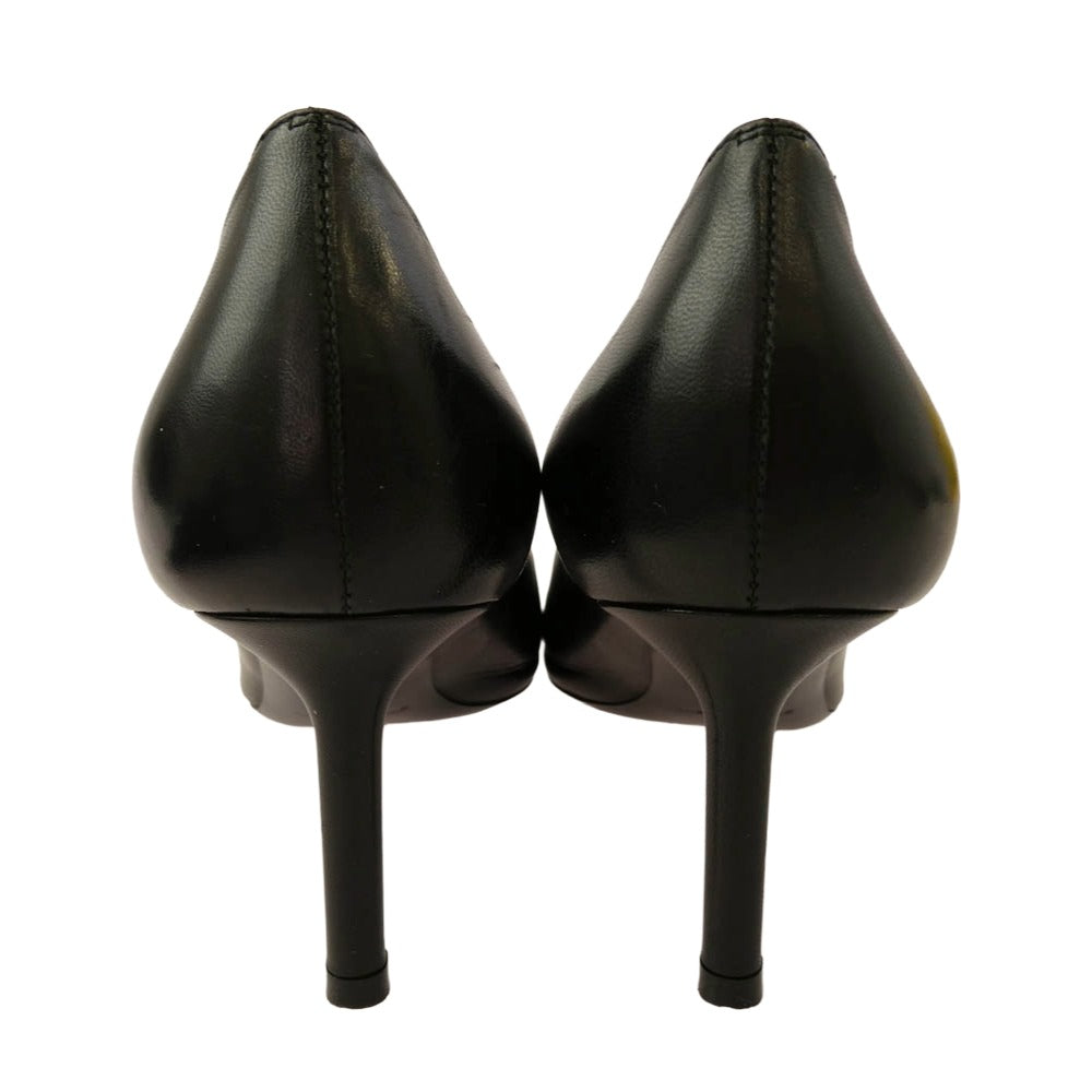 SAINT LAURENT サンローラン 480093 ポインテッドトゥ レザー ヒール パンプス ブラック系 37.5【中古】