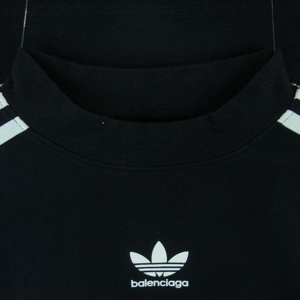 BALENCIAGA バレンシアガ 23SS 739101 TNVA6 adidas アディダス 3ストライプ ロゴ プリント オーバーサイズ 半袖 Tシャツ カットソー ブラック系 2【極上美品】【中古】