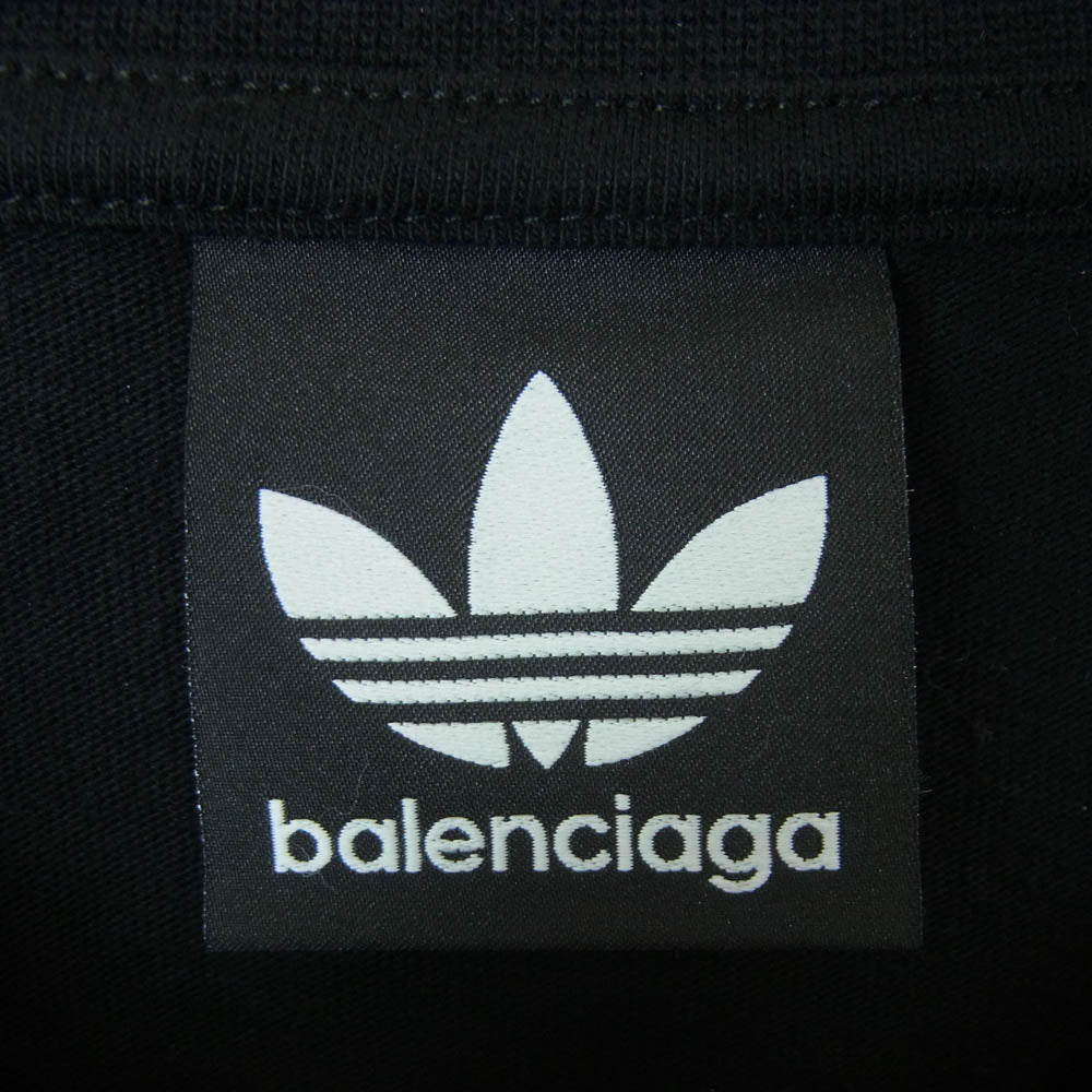 BALENCIAGA バレンシアガ 23SS 739101 TNVA6 adidas アディダス 3ストライプ ロゴ プリント オーバーサイズ 半袖 Tシャツ カットソー ブラック系 2【極上美品】【中古】