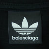 BALENCIAGA バレンシアガ 23SS 739101 TNVA6 adidas アディダス 3ストライプ ロゴ プリント オーバーサイズ 半袖 Tシャツ カットソー ブラック系 4【極上美品】【中古】