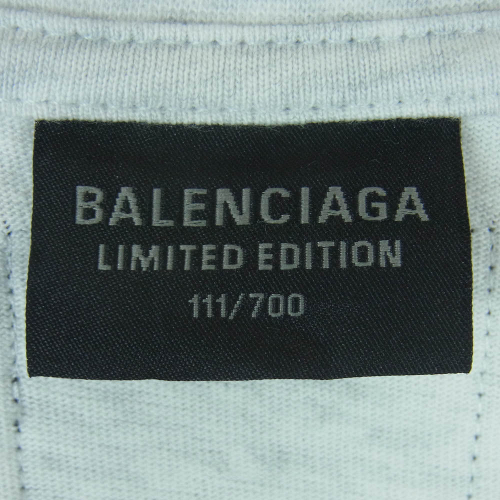 BALENCIAGA バレンシアガ 24SS 781245 TQVA1 LIMITED EDITION ARCHIVE SERIES CONNECTED リミテッドエディション アーカイブシリーズ コネクテッド プリント ダメージ加工 長袖 ロングスリーブ Tシャツ カットソー ライトグレー系 XS【極上美品】【中古】