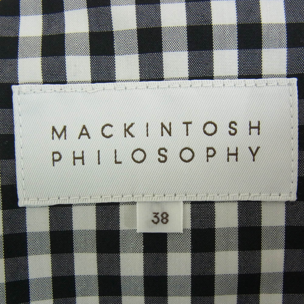 MACKINTOSH PHILOSOPHY マッキントッシュフィロソフィー パッカブルポーチ付き はっ水加工 ギンガムチェック トレンチコート ブラック系 38【中古】