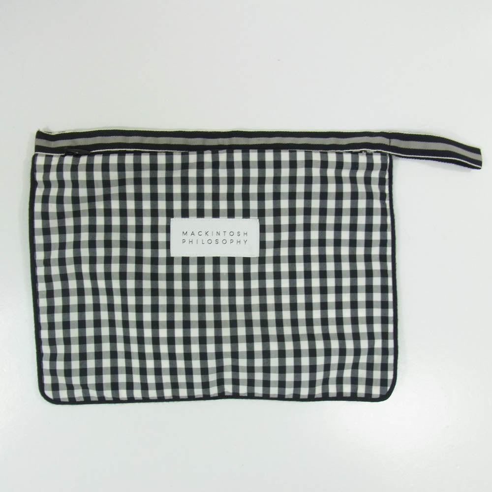 MACKINTOSH PHILOSOPHY マッキントッシュフィロソフィー パッカブルポーチ付き はっ水加工 ギンガムチェック トレンチコート ブラック系 38【中古】