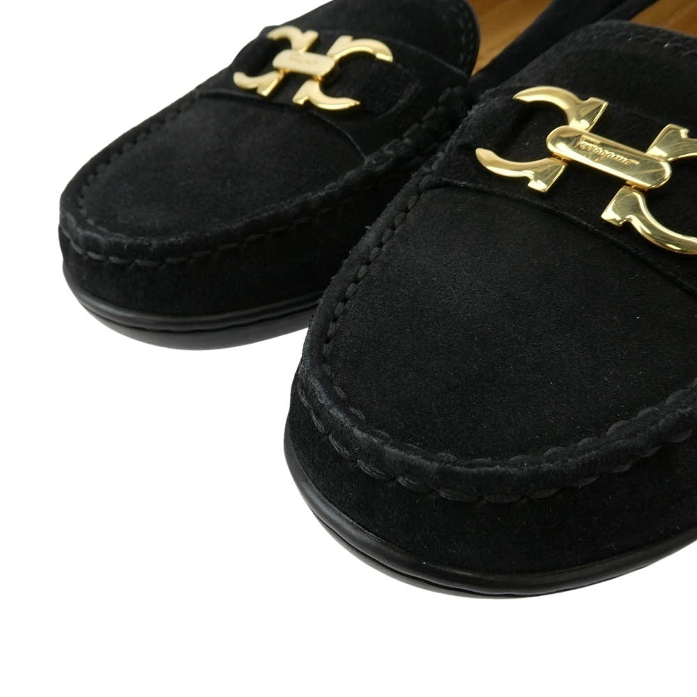 Salvatore Ferragamo サルヴァトーレフェラガモ ガンチーニ ビット スエード ローファー シューズ ブラック系 6【中古】