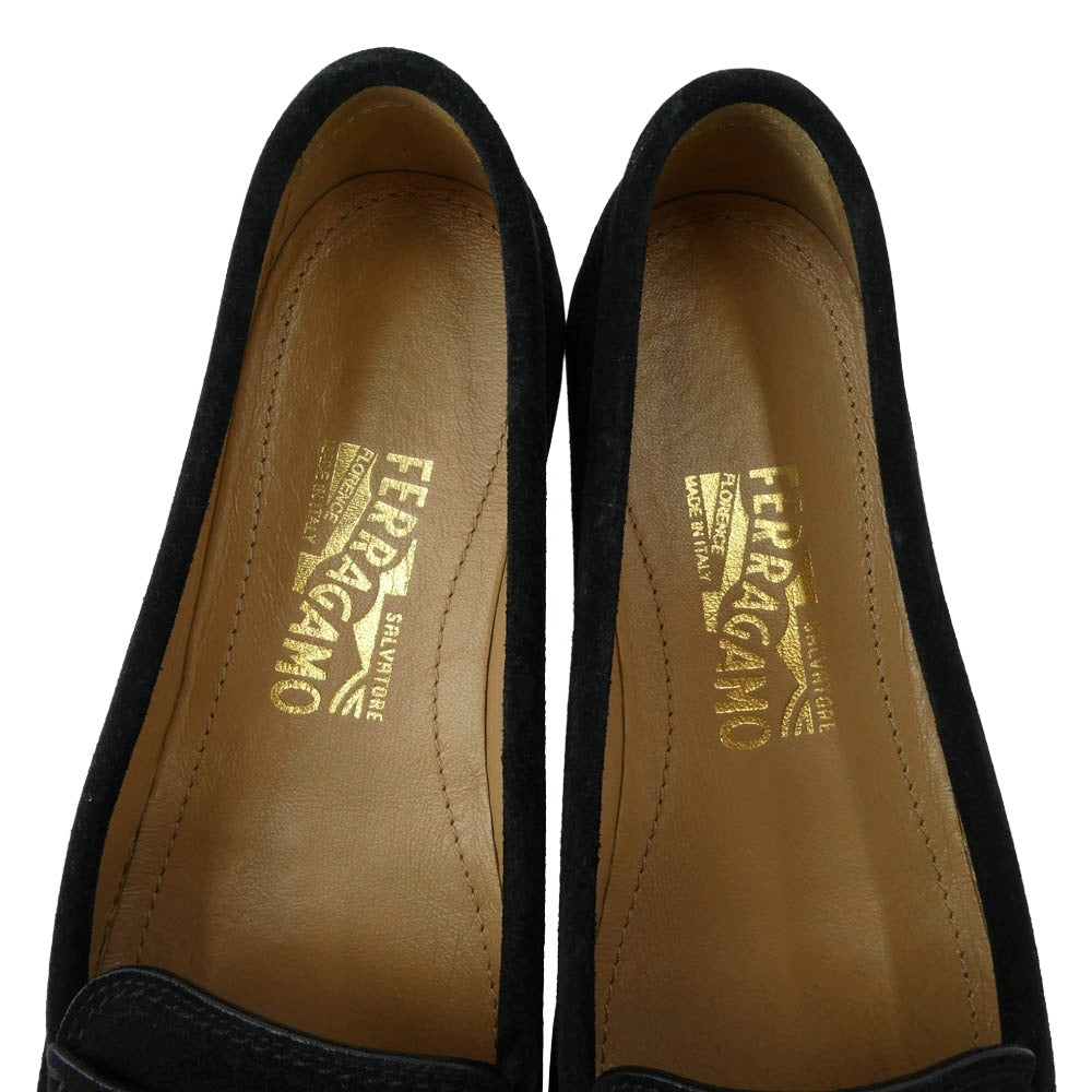 Salvatore Ferragamo サルヴァトーレフェラガモ ガンチーニ ビット スエード ローファー シューズ ブラック系 6【中古】
