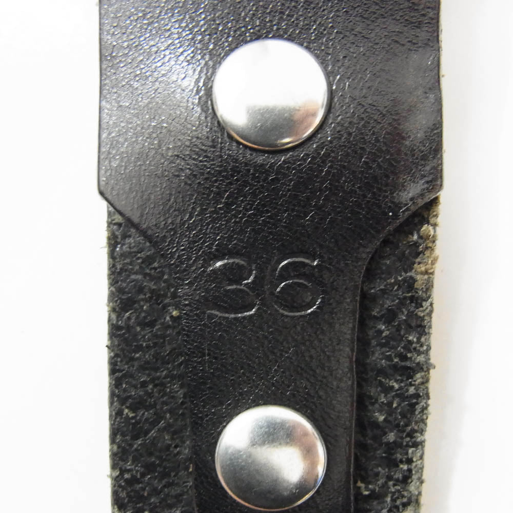 Lucien Pellat-Finet ルシアンペラフィネ イタリア製 ピースマークバックル ヘンプ レザー ベルト ブラック系 36【中古】
