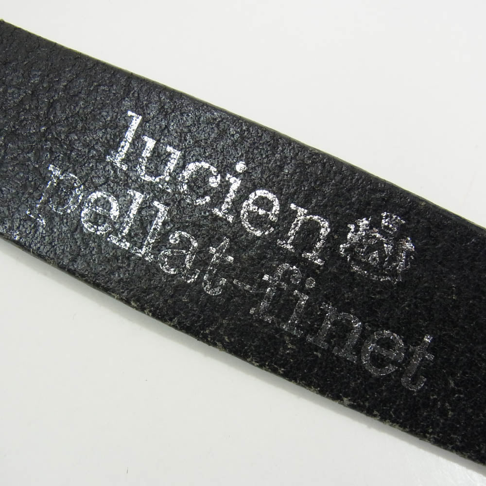 Lucien Pellat-Finet ルシアンペラフィネ イタリア製 ピースマークバックル ヘンプ レザー ベルト ブラック系 36【中古】