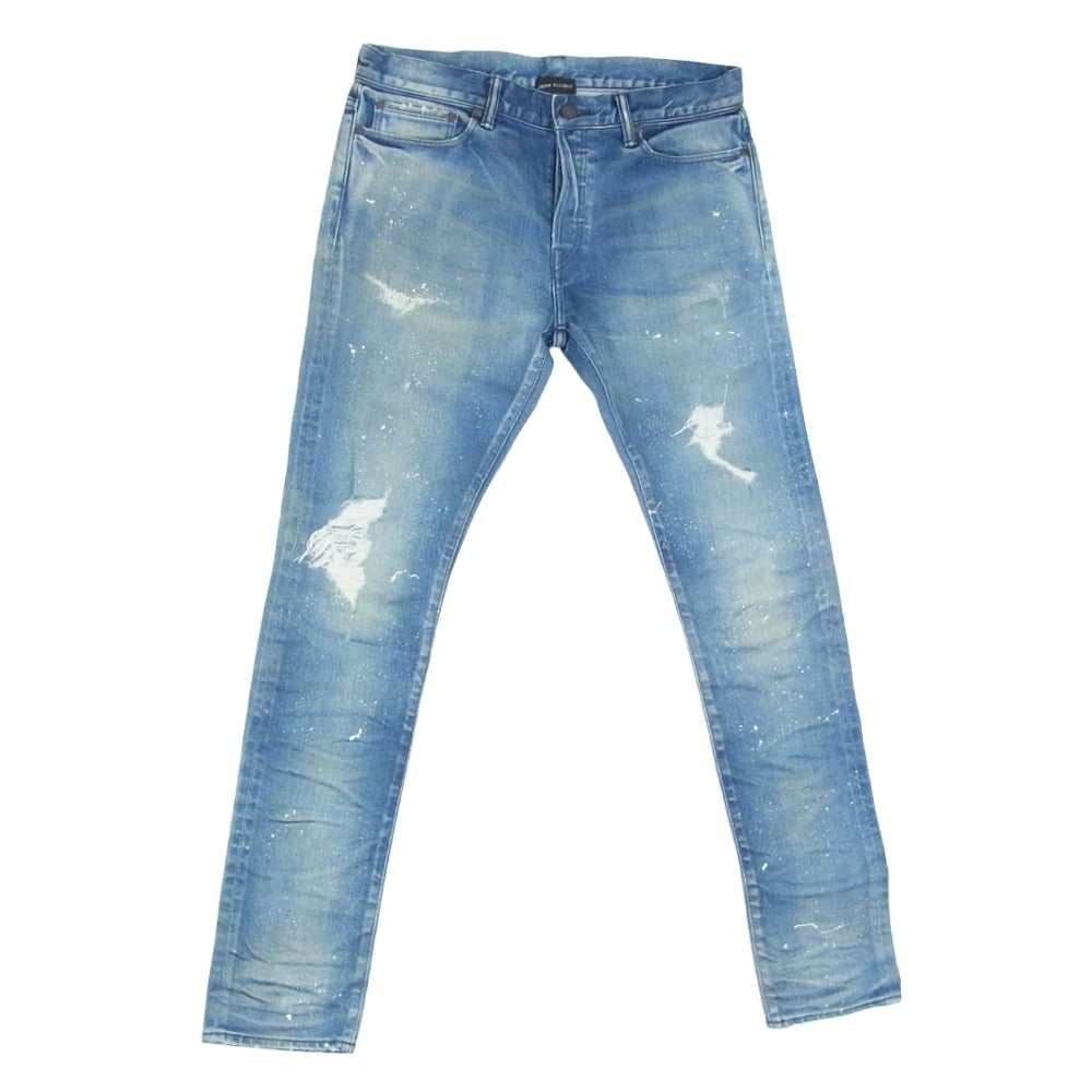 ジョンエリオット ペンキ加工 クラッシュ加工 ボタンフライ 5ポケット スリムフィット スキニー デニムパンツ ライトブルー系 31【中古】