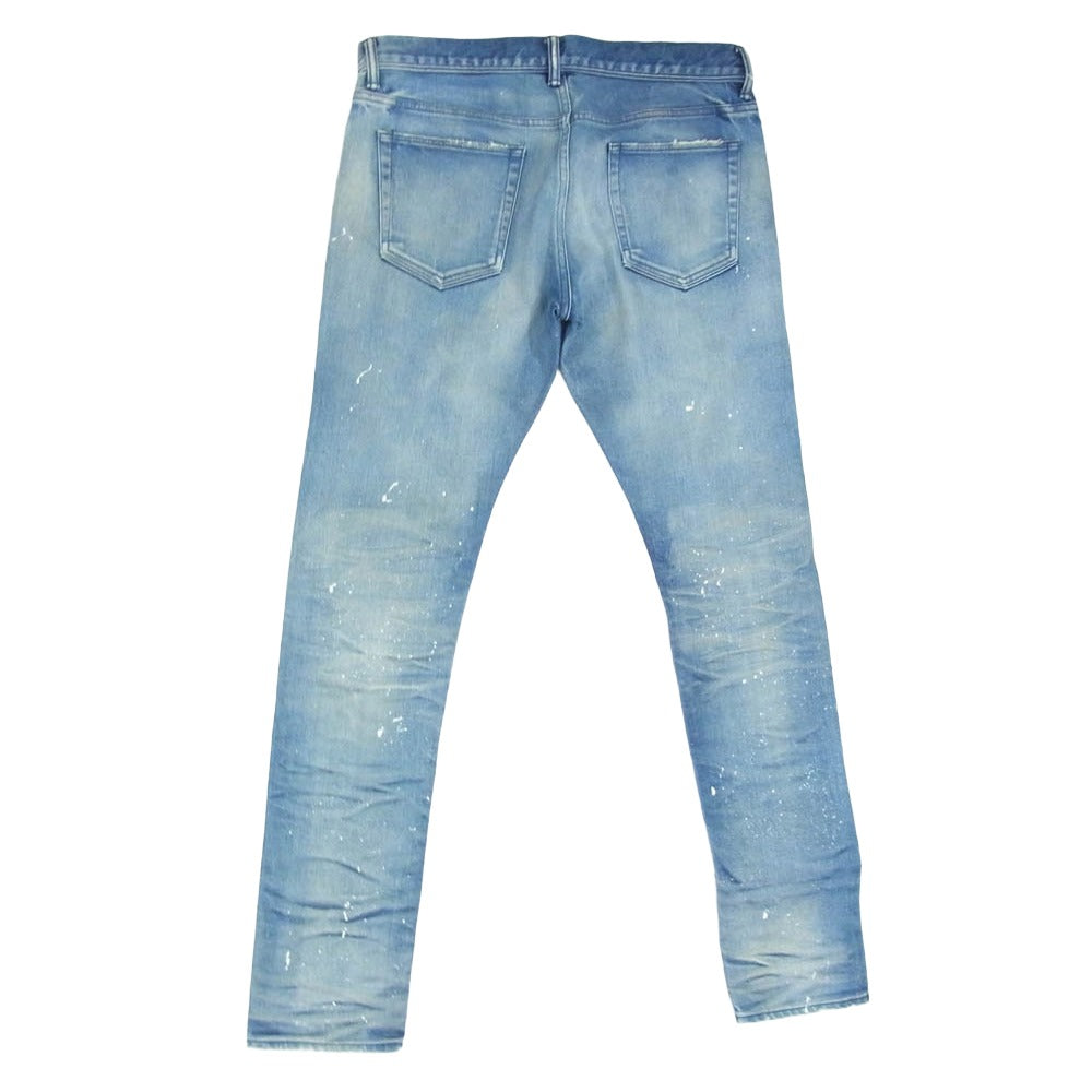 ジョンエリオット ペンキ加工 クラッシュ加工 ボタンフライ 5ポケット スリムフィット スキニー デニムパンツ ライトブルー系 31【中古】