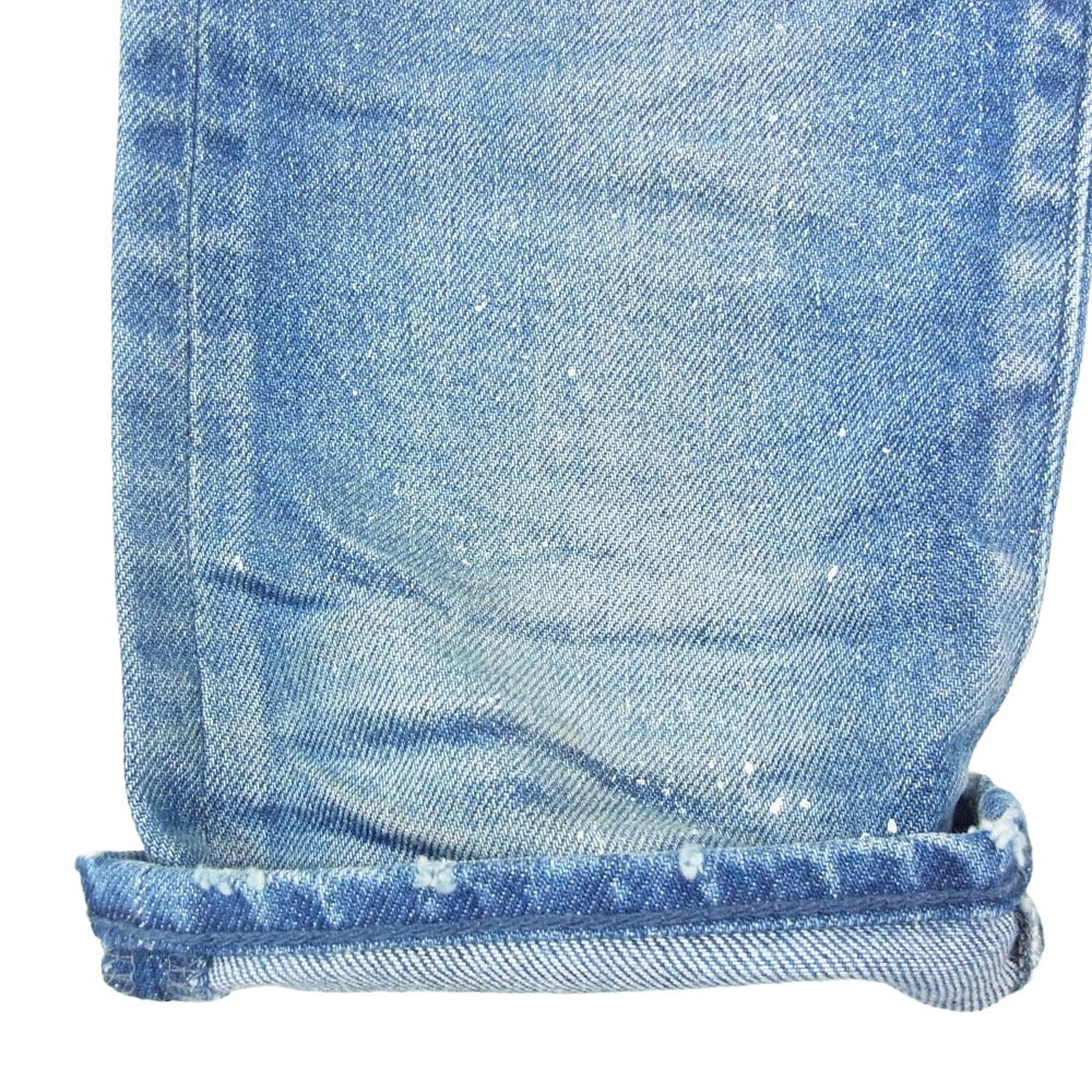 ジョンエリオット ペンキ加工 クラッシュ加工 ボタンフライ 5ポケット スリムフィット スキニー デニムパンツ ライトブルー系 31【中古】