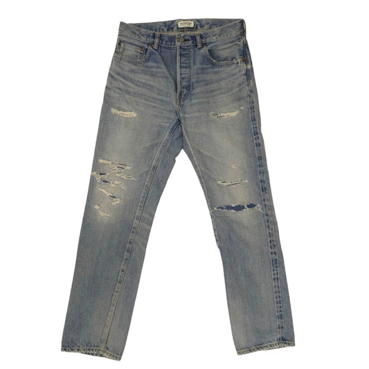 Ron Herman ロンハーマン 2920600086 1836 クラッシュ リペア加工 ボタンフライ デニムパンツ ジーンズ ライトブルー系 31【中古】