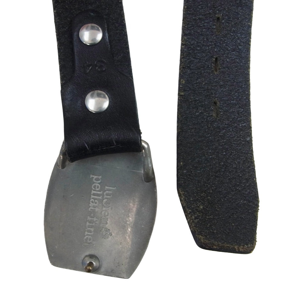 Lucien Pellat-Finet ルシアンペラフィネ イタリア製 リーフバックル ヘンプ レザー ベルト ブラック系 34/85CM【中古】
