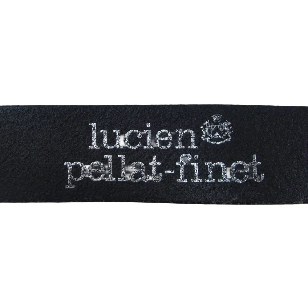 Lucien Pellat-Finet ルシアンペラフィネ イタリア製 リーフバックル ヘンプ レザー ベルト ブラック系 34/85CM【中古】