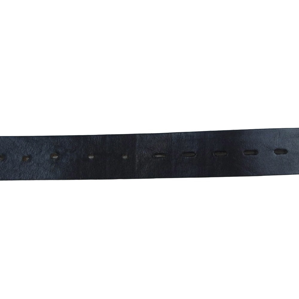 Lucien Pellat-Finet ルシアンペラフィネ イタリア製 リーフバックル ヘンプ レザー ベルト ブラック系 34/85CM【中古】