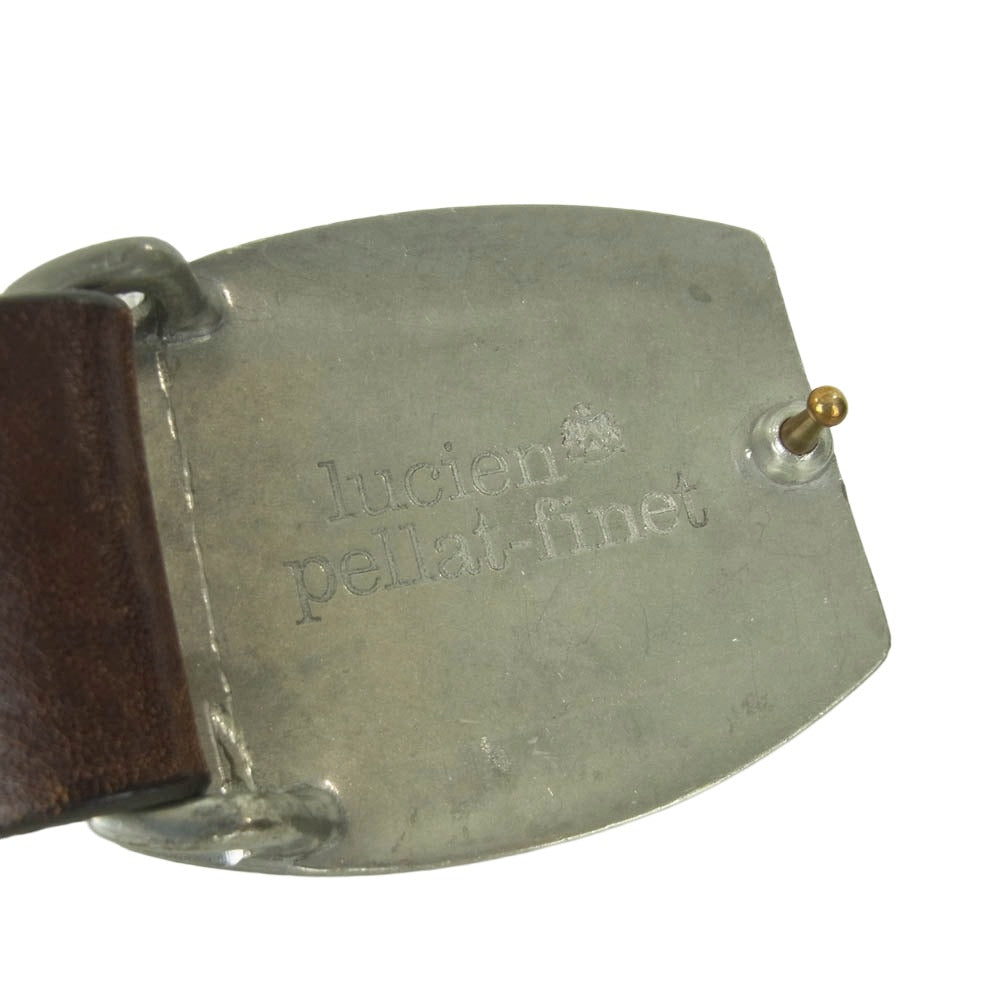 Lucien Pellat-Finet ルシアンペラフィネ イタリア製 リーフバックル ヘンプ レザー ベルト ブラウン系 34【中古】