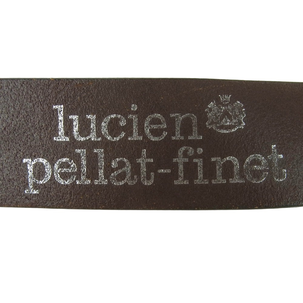 Lucien Pellat-Finet ルシアンペラフィネ イタリア製 リーフバックル ヘンプ レザー ベルト ブラウン系 34【中古】