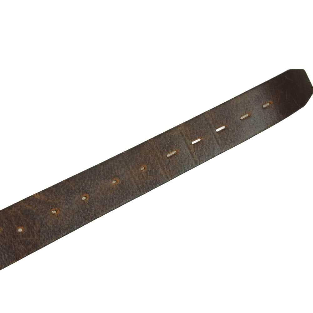 Lucien Pellat-Finet ルシアンペラフィネ イタリア製 リーフバックル ヘンプ レザー ベルト ブラウン系 34【中古】