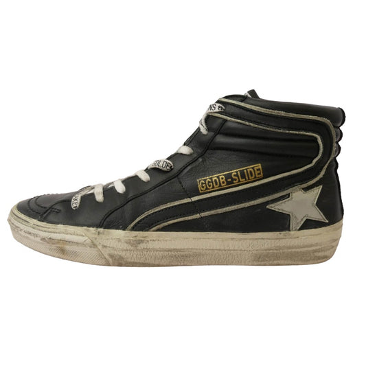 GOLDEN GOOSE ゴールデングース G36MS595 A92 GGDB SLIDE ダメージ加工 ハイカット レザー スニーカー ブラック系 40【中古】