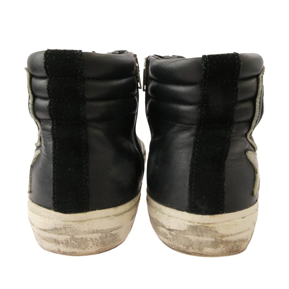 GOLDEN GOOSE ゴールデングース G36MS595 A92 GGDB SLIDE ダメージ加工 ハイカット レザー スニーカー ブラック系 40【中古】