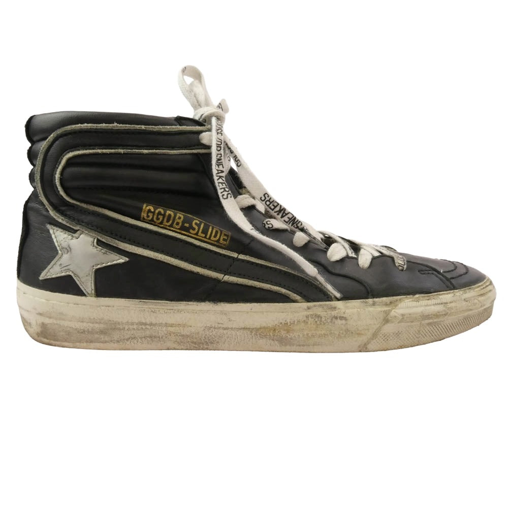 GOLDEN GOOSE ゴールデングース G36MS595 A92 GGDB SLIDE ダメージ加工 ハイカット レザー スニーカー ブラック系 40【中古】