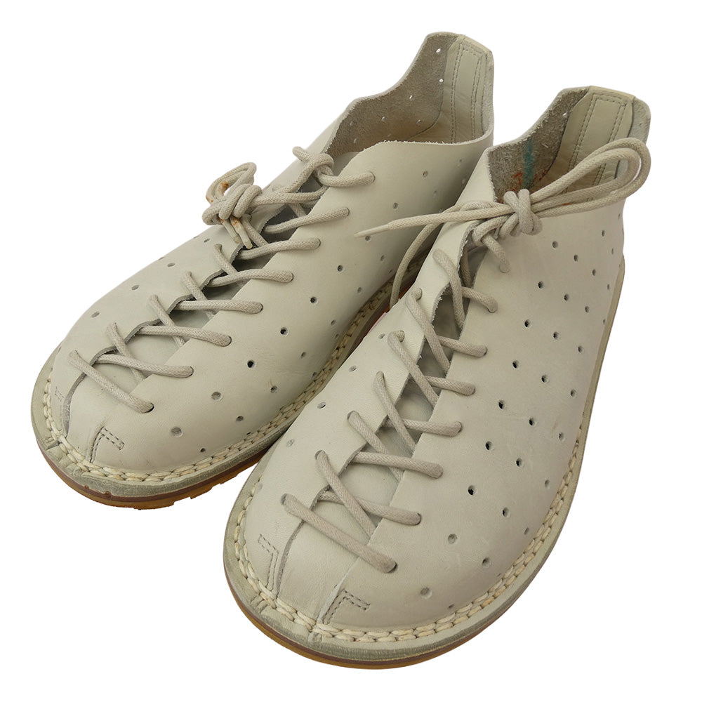 trippen トリッペン パンチング ホールカット 編み上げ レースアップ レザー シューズ ライトグレー系【中古】