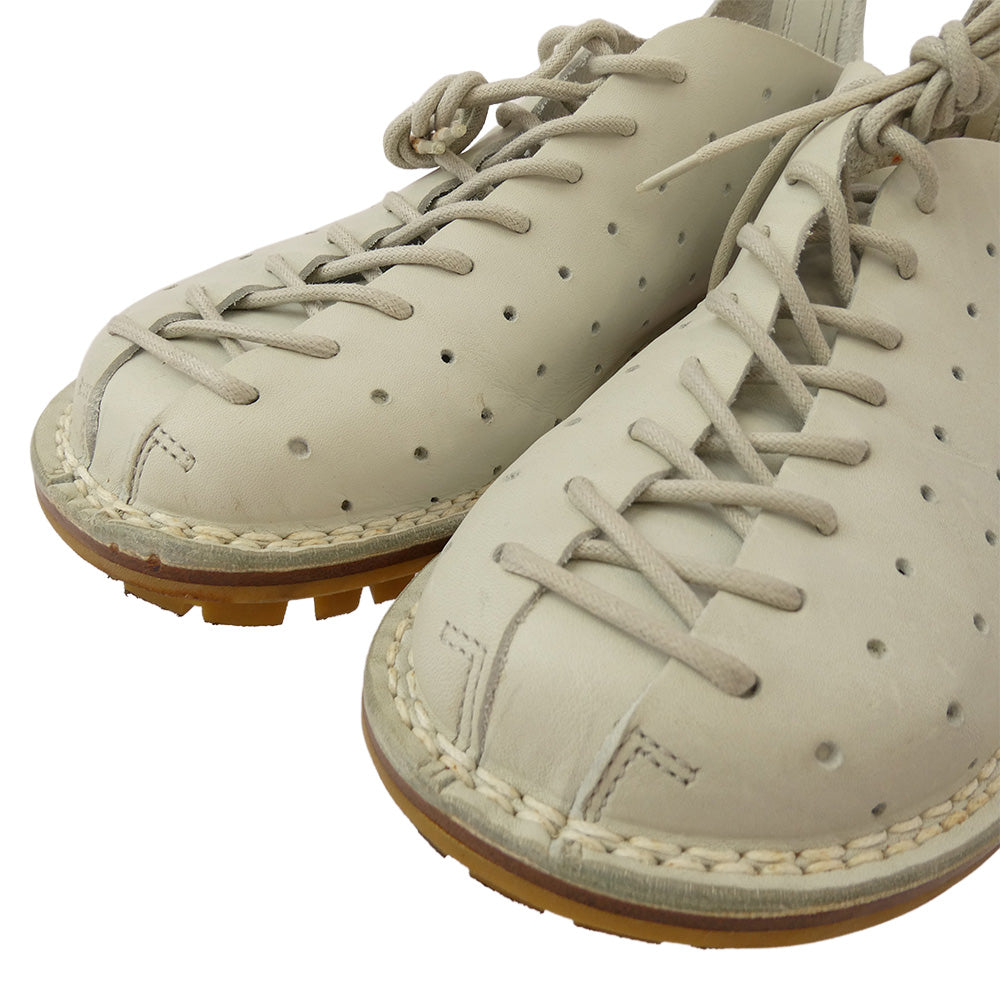 trippen トリッペン パンチング ホールカット 編み上げ レースアップ レザー シューズ ライトグレー系【中古】