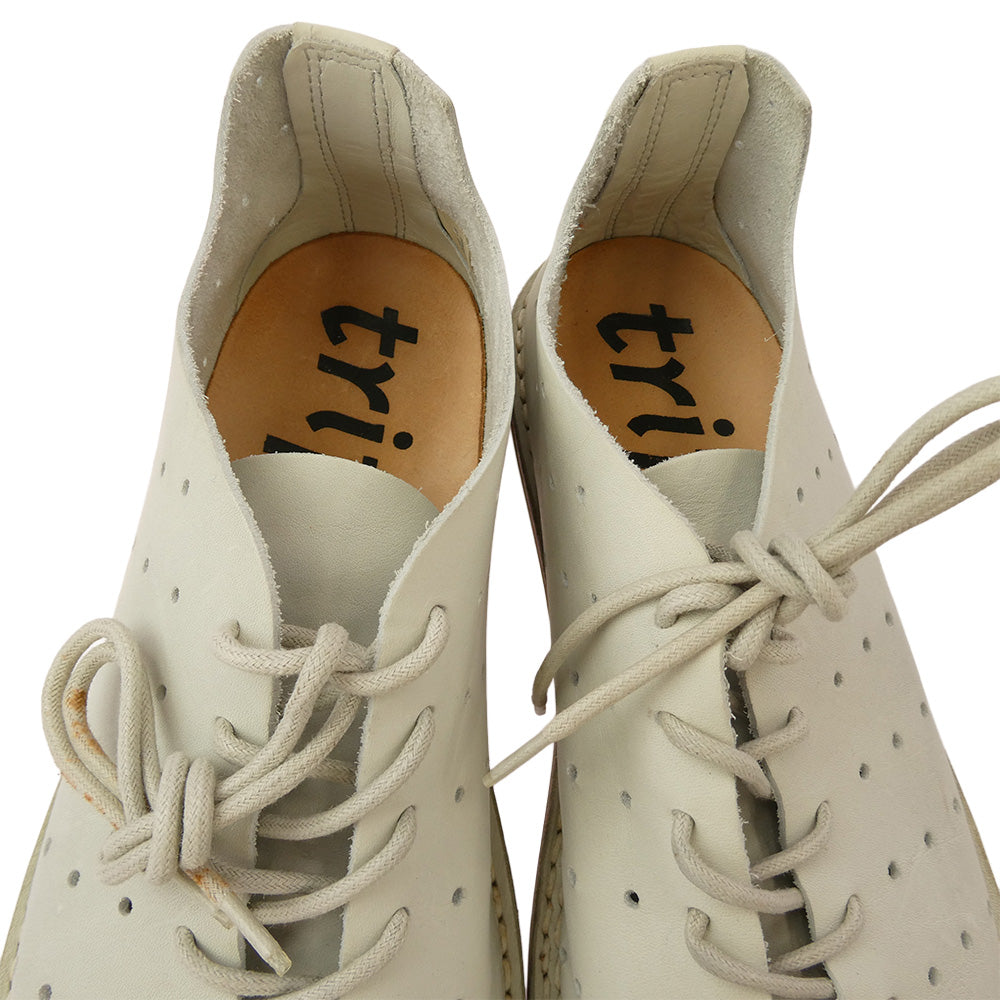 trippen トリッペン パンチング ホールカット 編み上げ レースアップ レザー シューズ ライトグレー系【中古】