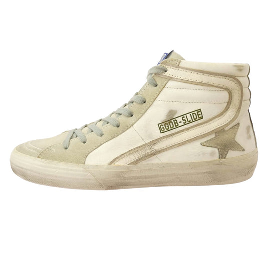 GOLDEN GOOSE ゴールデングース GCOMS595 M1 Distressed Slide High Top Sneaker ダメージ加工 スライド ハイカット スニーカー ホワイト系 40【中古】