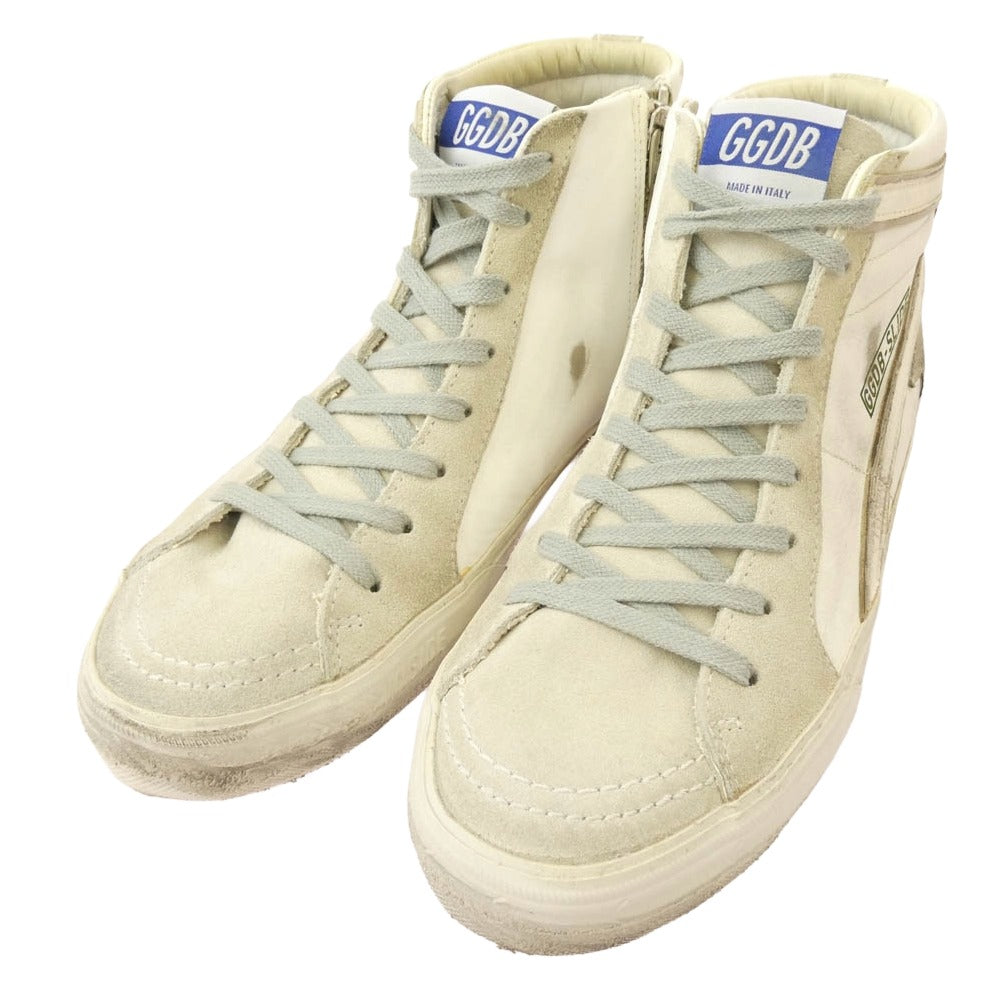 GOLDEN GOOSE ゴールデングース GCOMS595 M1 Distressed Slide High Top Sneaker ダメージ加工 スライド ハイカット スニーカー ホワイト系 40【中古】