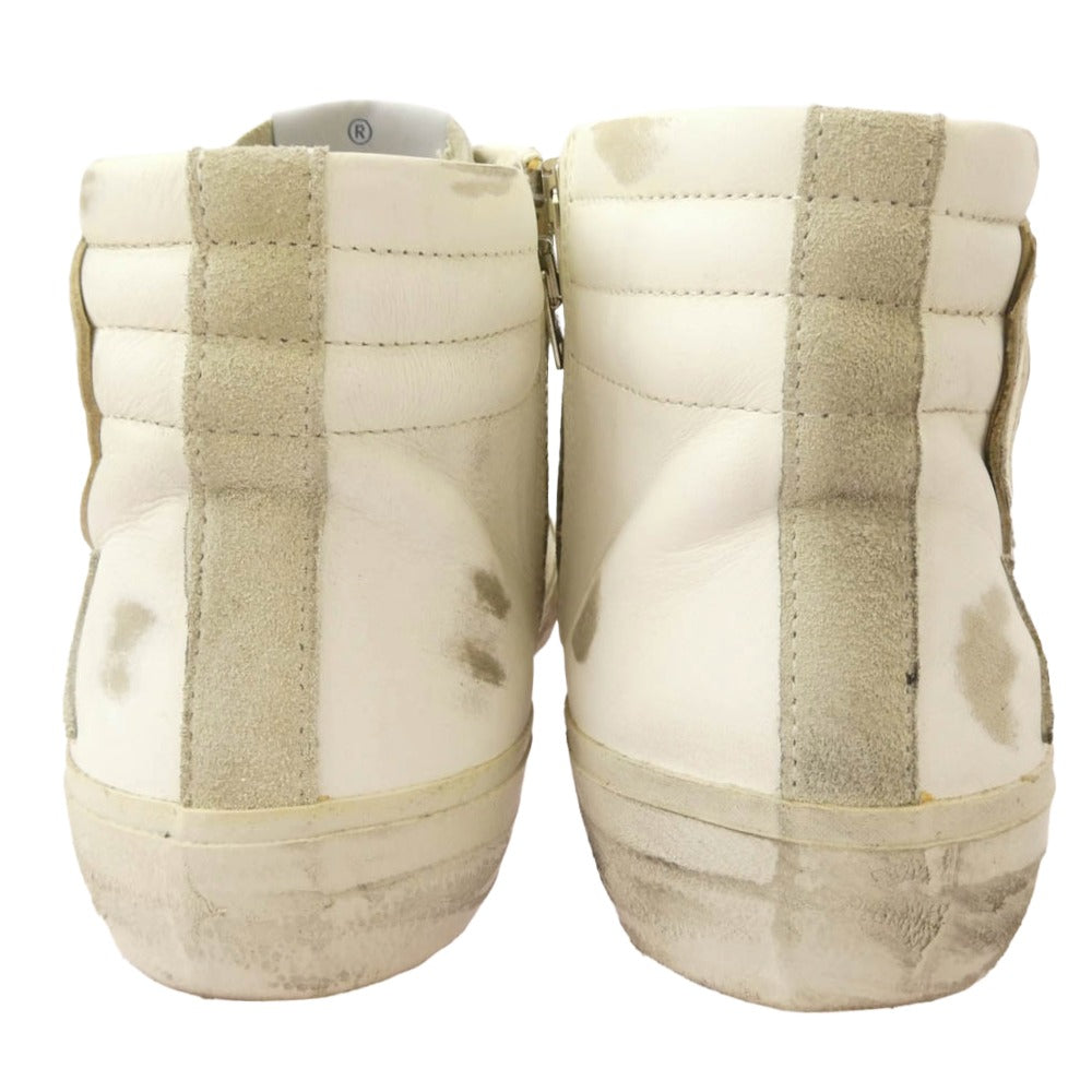 GOLDEN GOOSE ゴールデングース GCOMS595 M1 Distressed Slide High Top Sneaker ダメージ加工 スライド ハイカット スニーカー ホワイト系 40【中古】