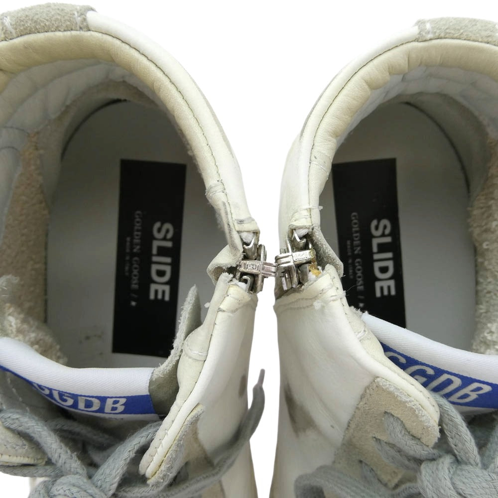 GOLDEN GOOSE ゴールデングース GCOMS595 M1 Distressed Slide High Top Sneaker ダメージ加工 スライド ハイカット スニーカー ホワイト系 40【中古】