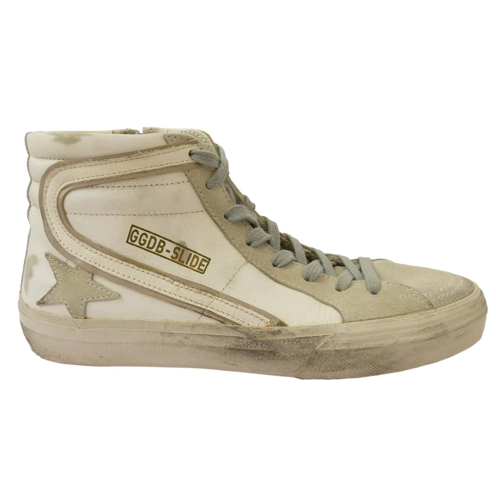 GOLDEN GOOSE ゴールデングース GCOMS595 M1 Distressed Slide High Top Sneaker ダメージ加工 スライド ハイカット スニーカー ホワイト系 40【中古】