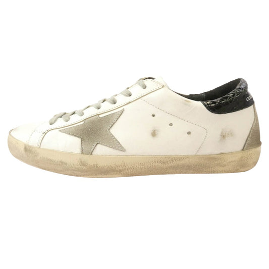 GOLDEN GOOSE ゴールデングース G35MS590 078 GGDB SSTAR ダメージ加工 スタースエードパッチ レザー ローカット スニーカー ホワイト系 40【中古】
