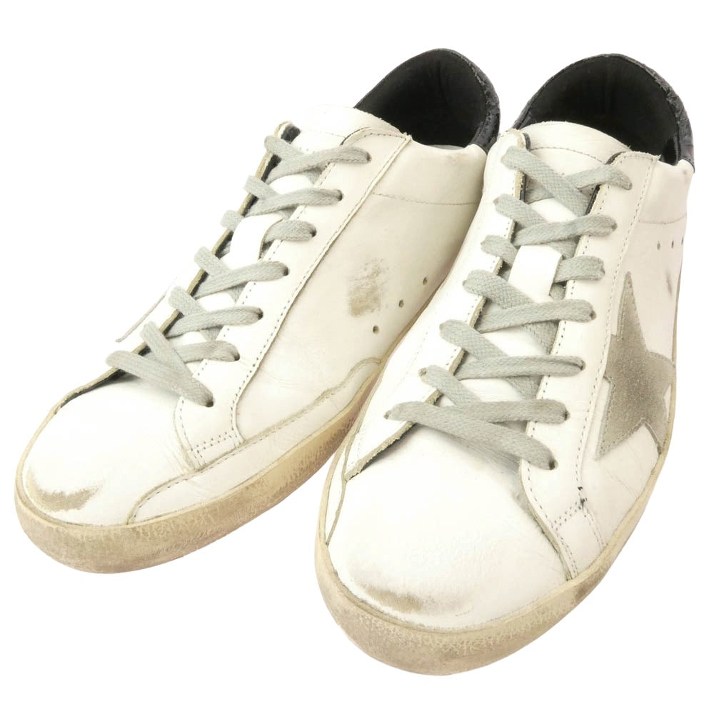 GOLDEN GOOSE ゴールデングース G35MS590 078 GGDB SSTAR ダメージ加工 スタースエードパッチ レザー ローカット スニーカー ホワイト系 40【中古】