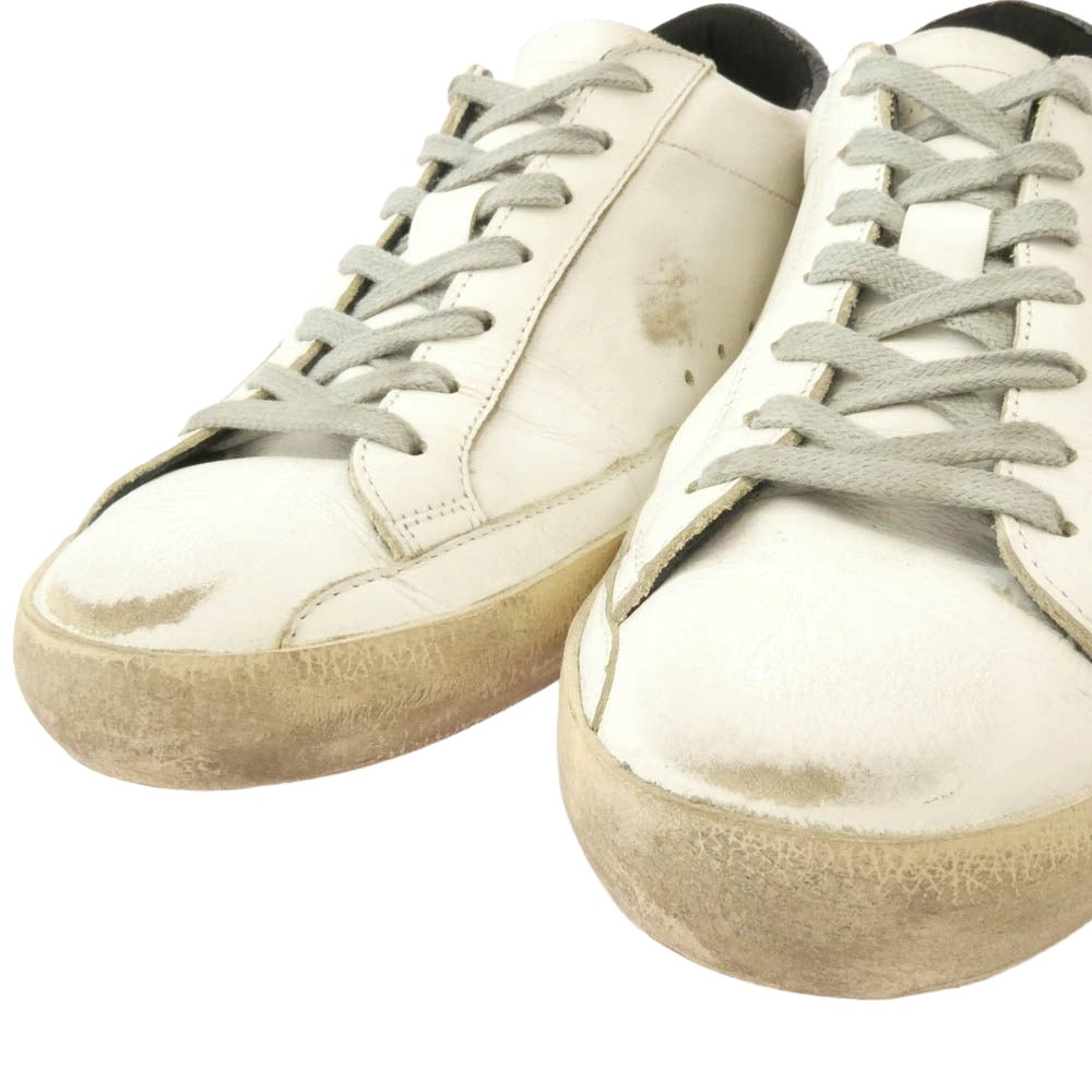 GOLDEN GOOSE ゴールデングース G35MS590 078 GGDB SSTAR ダメージ加工 スタースエードパッチ レザー ローカット スニーカー ホワイト系 40【中古】