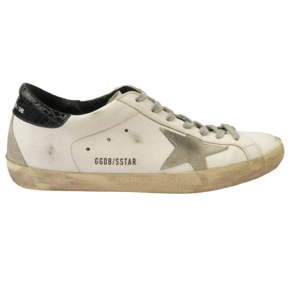 GOLDEN GOOSE ゴールデングース G35MS590 078 GGDB SSTAR ダメージ加工 スタースエードパッチ レザー ローカット スニーカー ホワイト系 40【中古】